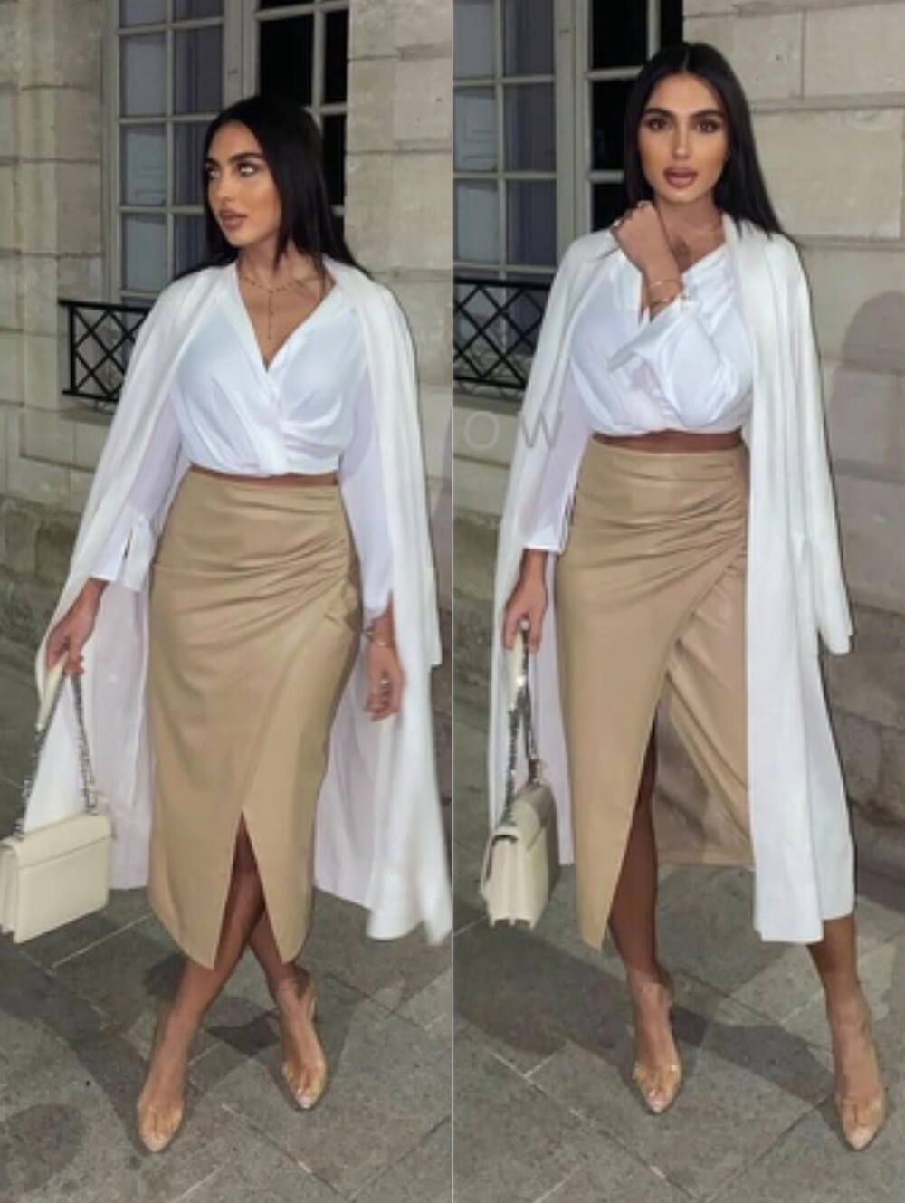 Zara Draped Faux Leather Slit Skirt Size M - Picture 2 of 8